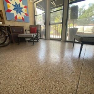 Sunroom with epoxy floor coating