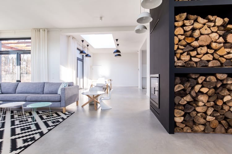 Polished Concrete Living Room Floor